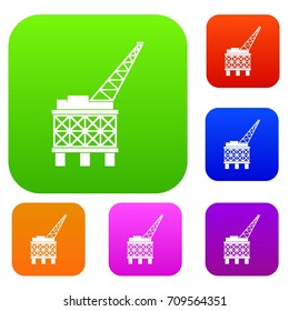 Oil platform set icon in different colors isolated vector illustration. Premium collection
