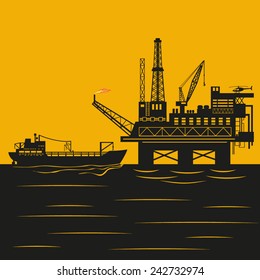 oil platform and tanker