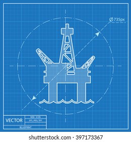 Oil platform vector blueprint icon