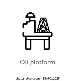 oil platform vector line icon. Simple element illustration. oil platform outline icon from industry concept. Can be used for web and mobile