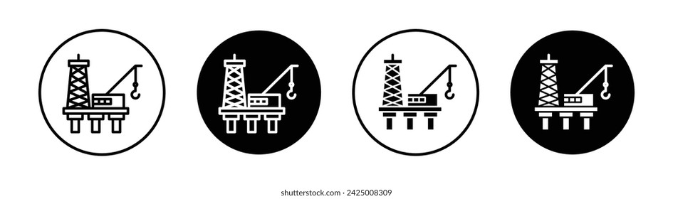 Oil Platform Vector Line Icon illustration.