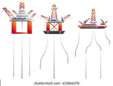 Oil platform  Vector set  for graphic or website layout vector illustration, isolated on white background