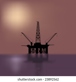 Oil platform vector silhouette.