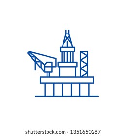 Oil platforms line icon concept. Oil platforms flat  vector symbol, sign, outline illustration.
