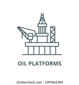 Oil platforms vector line icon, linear concept, outline sign, symbol