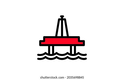 oil platfrom vector icon red with white background perfect for industrial