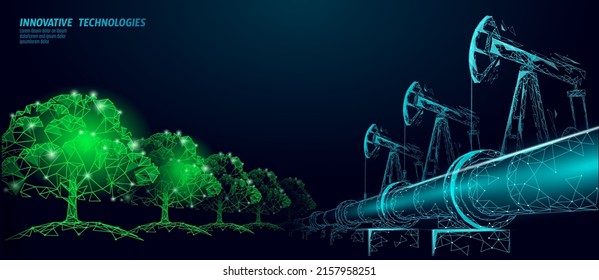 Oil pollution problem concept. Oil gas petroleum environmental disaster pipeline refinery complex. Industry air soil waste toxic solution 3D vector illustration