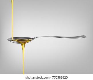 Oil poured into a spoon