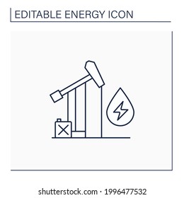 Oil power line icon. Fossil fuel power station. Mining coal, fuel oil, natural gas.Electricity generation concept. Isolated vector illustration. Editable stroke