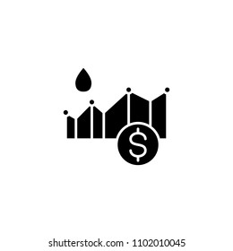 Oil price black icon concept. Oil price flat  vector symbol, sign, illustration.