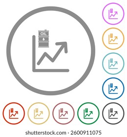 Oil Price Chart flat color icons in round outlines on white background