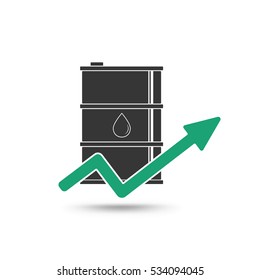 Oil price concept. Oil and arrow growing up icon. vector illustration.