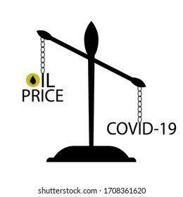 Oil price down icon. Libra, covid-19 and oil price. Coronavirus.