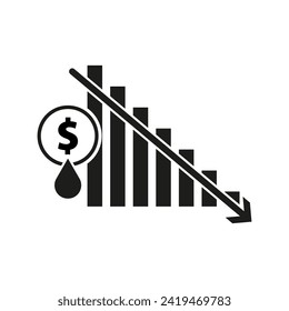 Oil price down icon. Vector illustration. EPS 10.