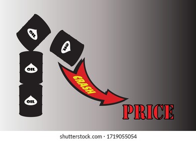 oil price fall down global crisis concept vector illustration
