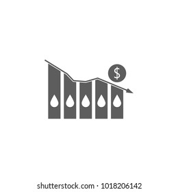 Oil price falling down graph illustration. vector illustration on white background