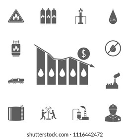 Oil price falling down graph icon. Detailed set of Oil icons. Premium quality graphic design sign. One of the collection icons for websites, web design, mobile app