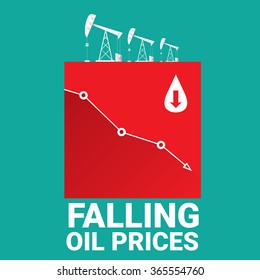 Oil price falling down graph illustration. vector illustration background
