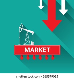 Oil price falling down graph illustration. vector illustration background