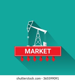 Oil price falling down graph illustration. vector illustration background
