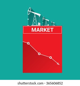 Oil price falling down graph illustration. vector illustration background