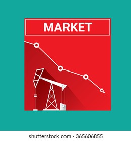 Oil price falling down graph illustration. vector illustration background