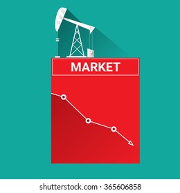 Oil price falling down graph illustration. vector illustration background