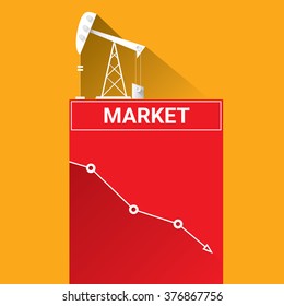 Oil price falling down graph illustration. vector illustration background