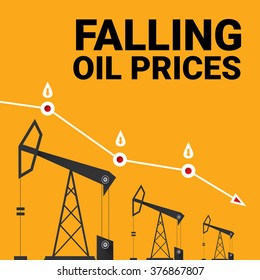 Oil price falling down graph illustration. vector illustration background
