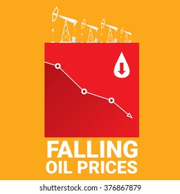 Oil price falling down graph illustration. vector illustration background