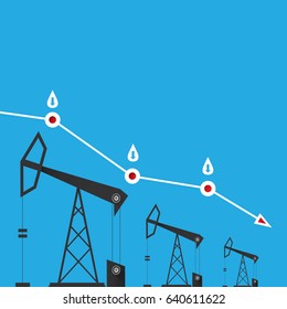 Oil price falling down graph illustration. vector illustration background