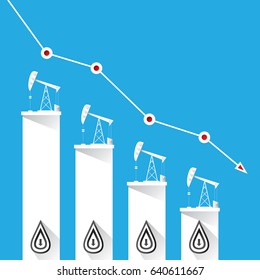 Oil price falling down graph illustration. vector illustration background