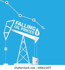 Oil price falling down graph illustration. vector illustration background