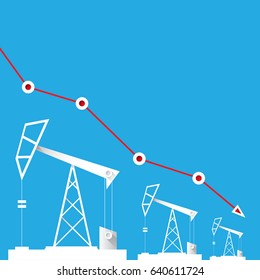 Oil price falling down graph illustration. vector illustration background
