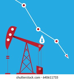 Oil price falling down graph illustration. vector illustration background