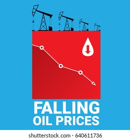 Oil price falling down graph illustration. vector illustration background