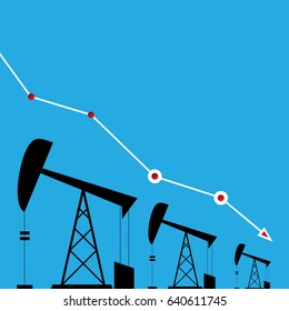 Oil price falling down graph illustration. vector illustration background