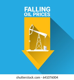 Oil price falling down graph illustration. vector illustration background
