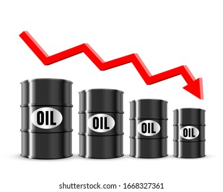 oil price fell in the global market. white background. Vector illustration