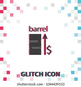 Oil price up  glitch effect vector icon.