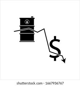 Oil Price Icon, Oil Price Up, Down, Price War Vector Art Illustration