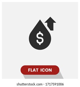 Icono vector de aumento del precio del petróleo. Símbolo de precio de previsión. Ilustración vectorial plana simple y moderna para sitio web o aplicación móvil.