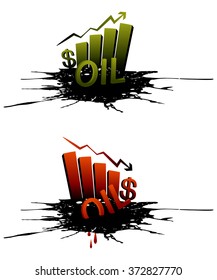 Oil price infographics. Markets going up and down.