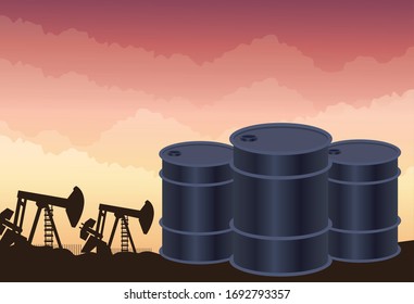oil price market with barrels vector illustration design