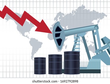 oil price market with barrels and world planet vector illustration design