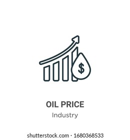 Oil price outline vector icon. Thin line black oil price icon, flat vector simple element illustration from editable industry concept isolated stroke on white background