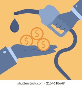 The oil price is rising concept. Barrels of crude oil or petroleum price growth, high demand in crisis. Energy or gasoline industry. Petroleum price diagram. Flat vector illustration