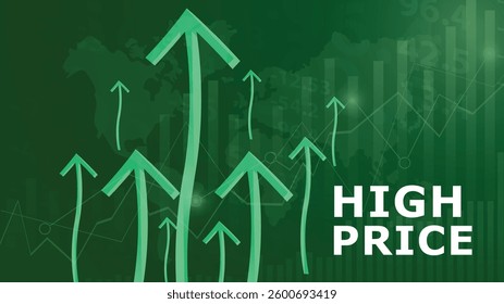 Oil price rising concept Gasoline yellow fuel pump nozzle isolated with drop oil on red growth bar chart background, vector illustration
