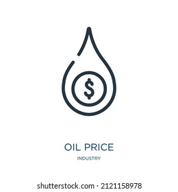 oil price thin line icon. price, tank linear icons from industry concept isolated outline sign. Vector illustration symbol element for web design and apps.