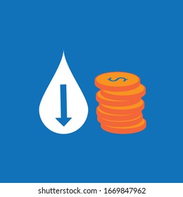 icono del vector del precio del petróleo, aceite